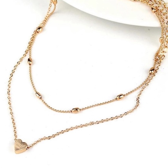 •Kate• Double Layer Heart Necklace - Picture 2 of 4